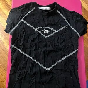 Givenchy Black Tee with White Stitching
